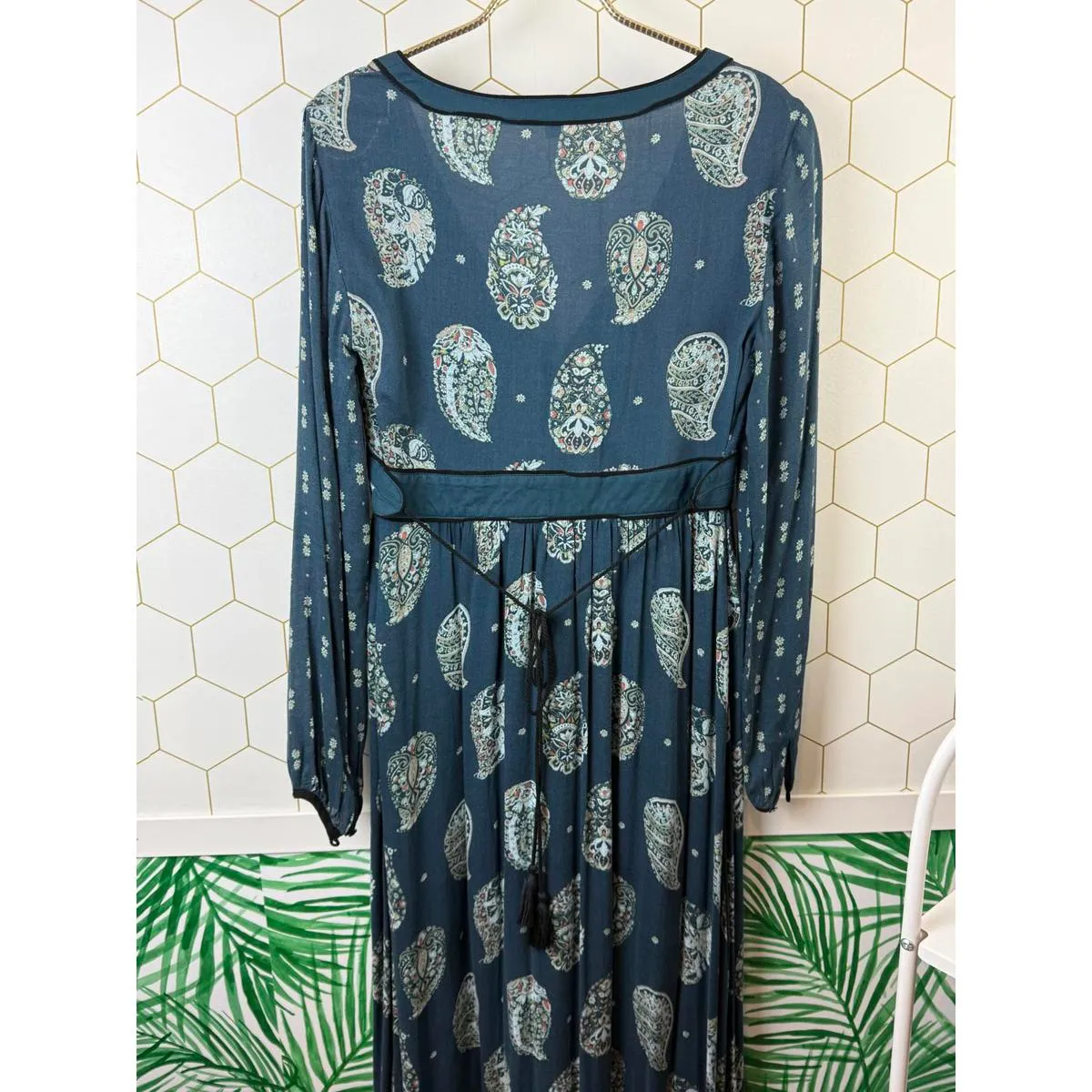 Ecote by Urban Outfitters Blue Paisley Bohemian Maxi Dress - Size - 4 - Image 3