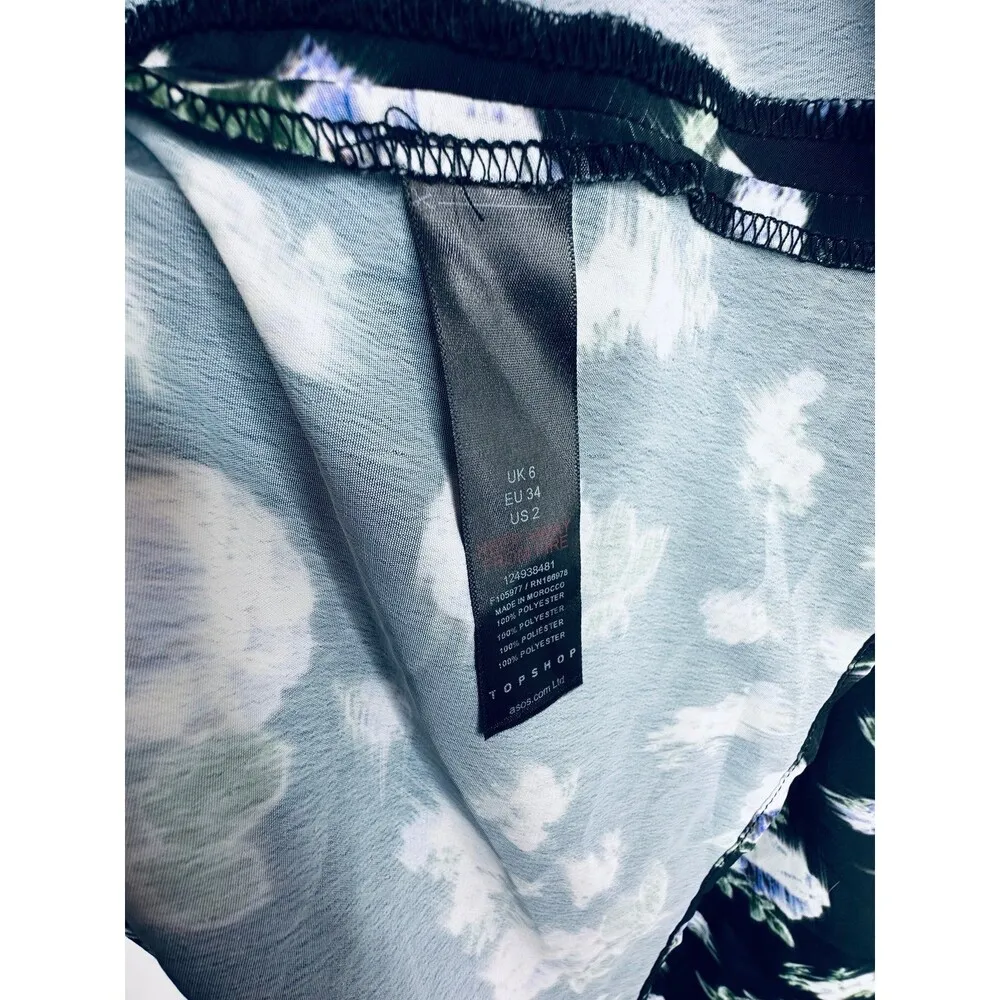 Topshop Bella V-Neck Mini Tea Dress in a stunning Blurred Floral Print 6 new - Image 5