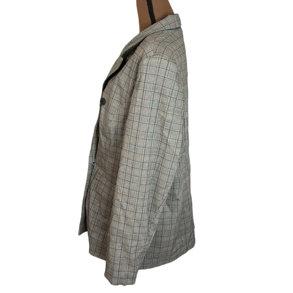 89th + Madison grey and tan double breasted Glen plaid blazer size XL Gray - Image 4