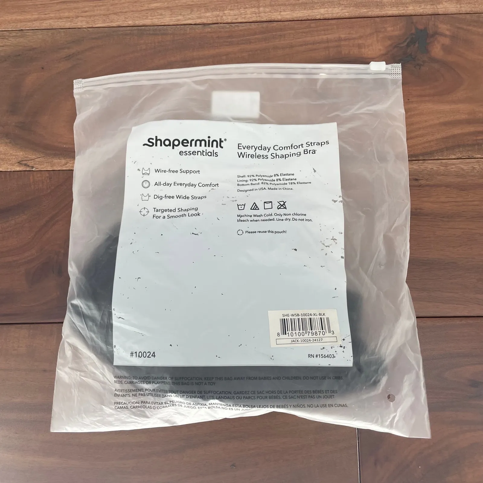 Shapermint Essentials Everyday Comfort Straps Wireless Shaping Bra Black XL - Image 5