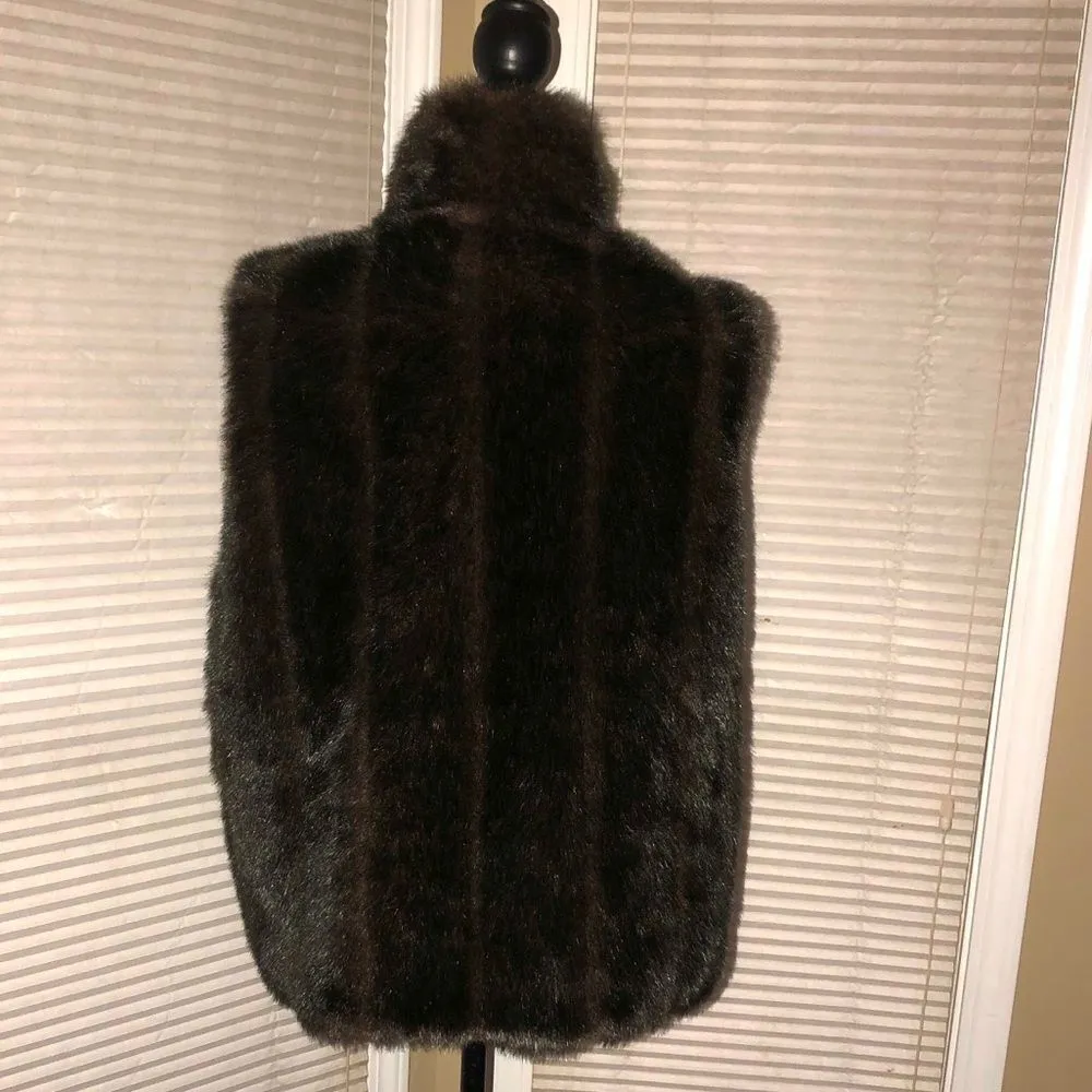Giacca Reversible Faux Fur Vest Brown Size L - Image 3