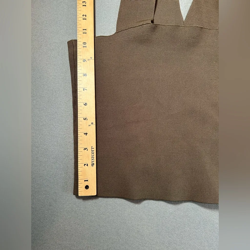 A.L.C. Knit‎ Olive Brown Cropped Tank Top size Large - Image 4