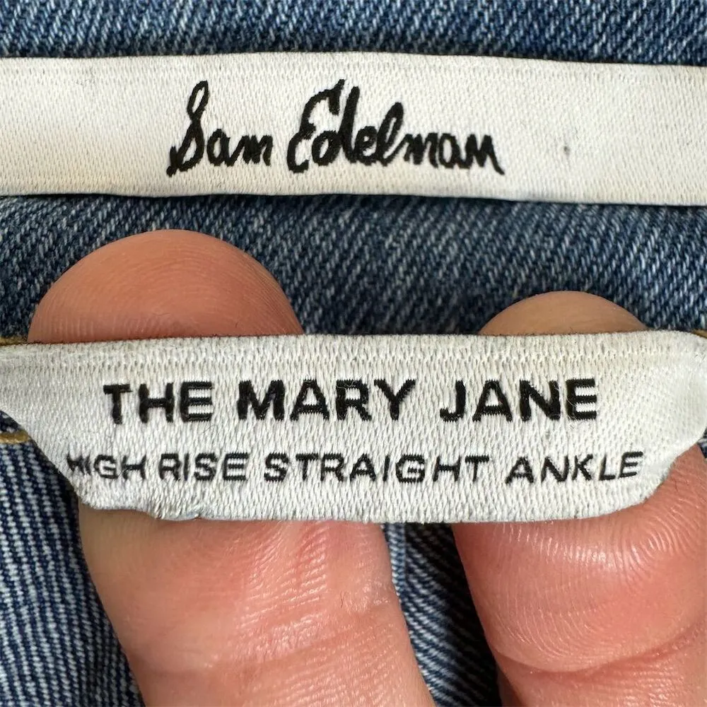 Women's Mary Jane High Rise Straight Ankle Jeans Size 29 Raw Hem - Image 5