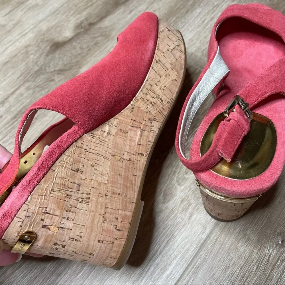 MICHAEL Michael Kors Women's Pink Suede Natalia Slingback Wedge Sandals sz 7.5 - Image 10