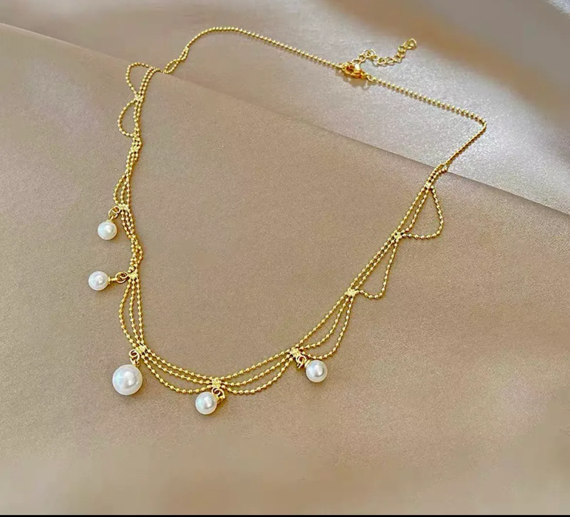 Vintage fashion Gold Plated Pearl Necklace - Image 2