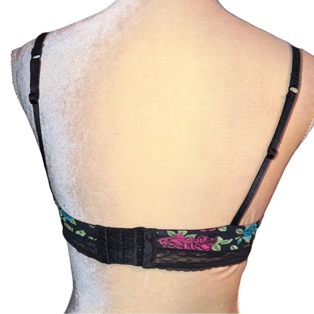 Betsey Johnson black flirty bra with floral design ( so Betsey ) ! Padded - Image 5