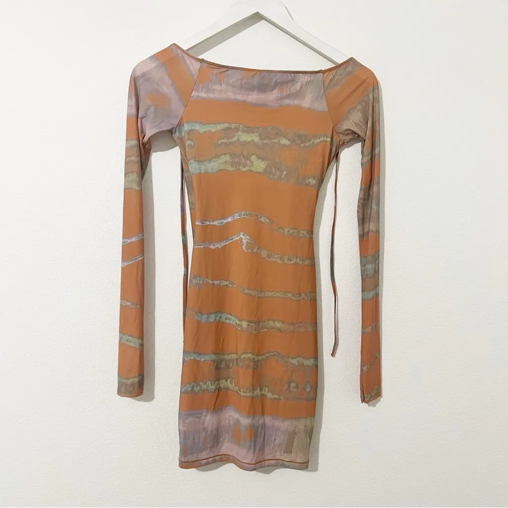 SKIMS Jelly Sheer Off The Shoulder Dress in Tie Dye Size Small S - Image 7