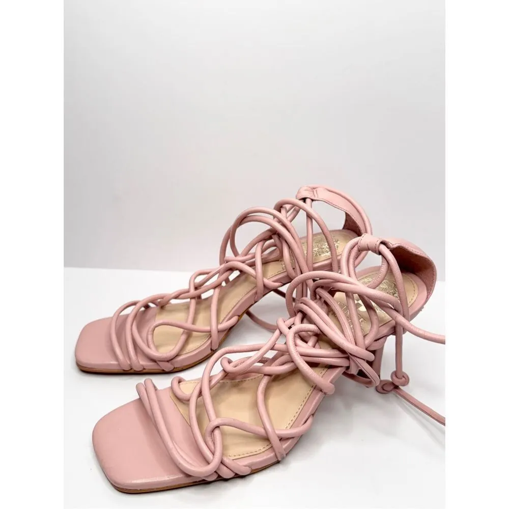 Vince Camuto Enjita Strappy Lace Up Pink Size 5.5 Leather Dress Sandals - Image 4