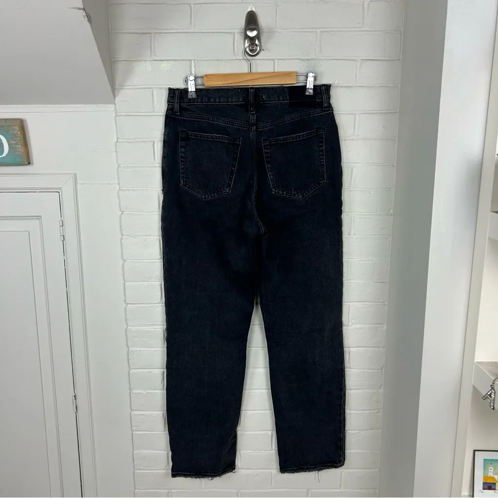 Abercrombie & Fitch The Dad High Rise Washed Black Distressed Jeans Size 29/8 - Image 11