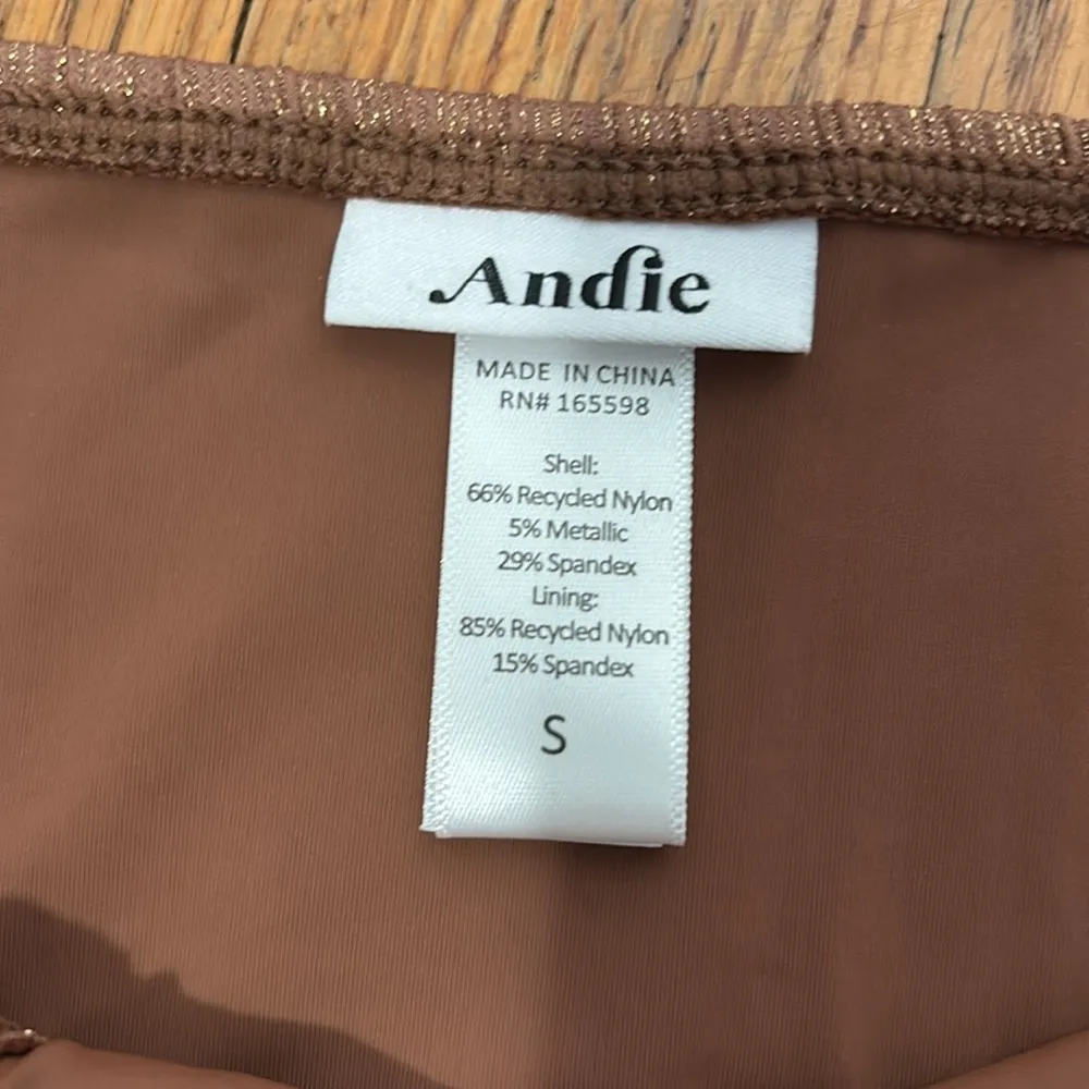 Andie Bikini Set The Casablanca Top Bikini‎ Bottom Latte Sparkle size Small NWT - Image 11