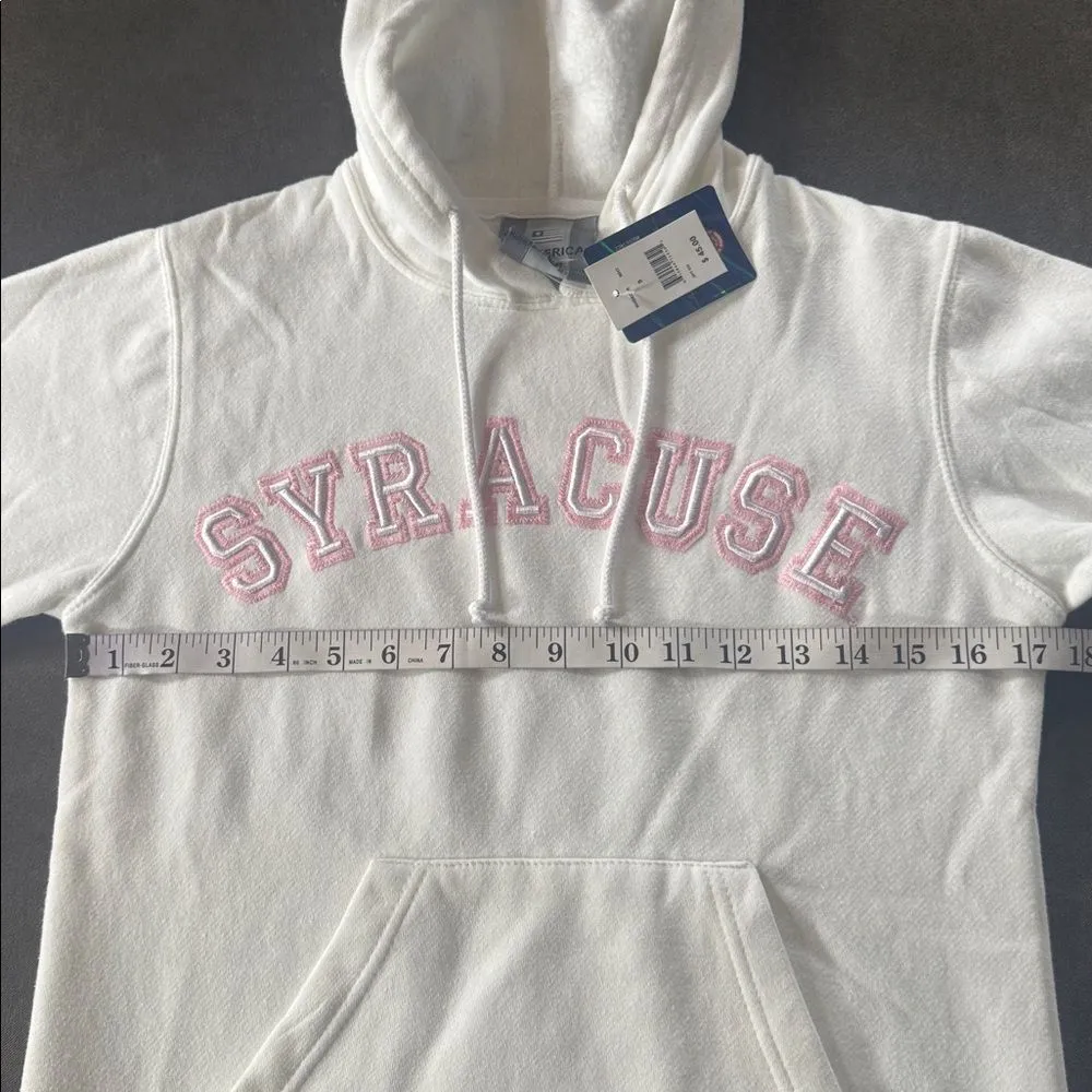 Women’s White Embroidered SYRACUSE College Drawstring Hoodie Size S NEW - Image 8