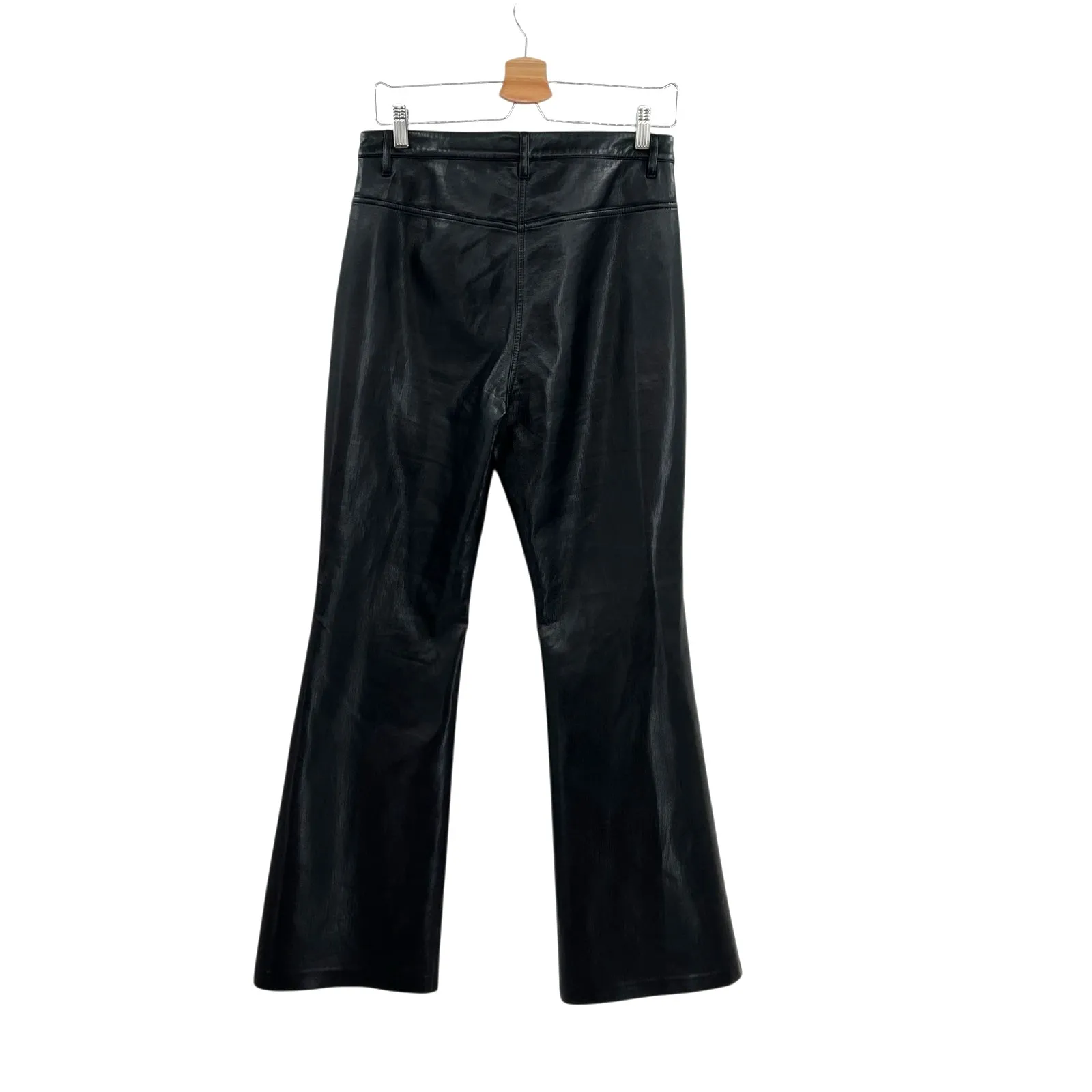 Aritzia Wilfred Beatrix Pants‎ Flared High Waist Faux Leather Black Size 10 - Image 9