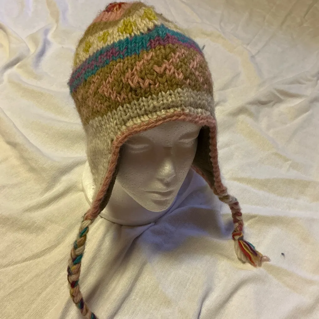 Hippie chic wool ear flap hat - Image 3