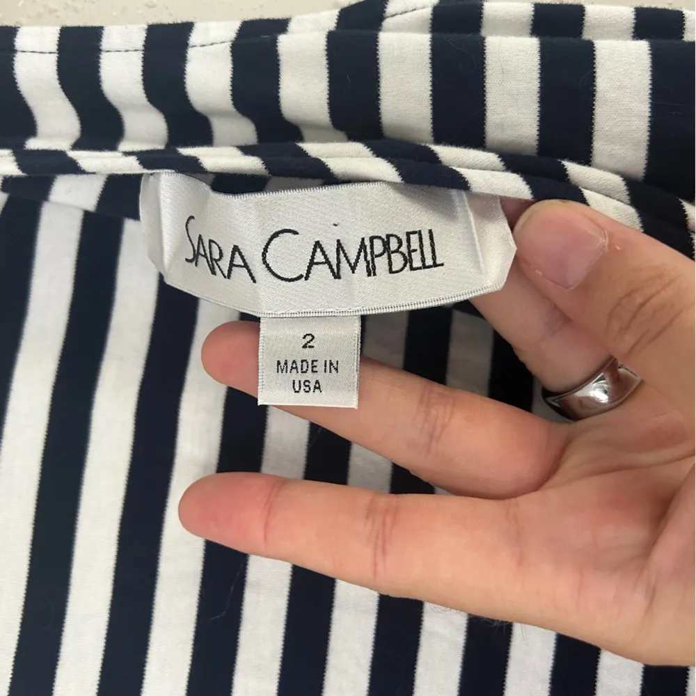 Sara Campbell Navy and White Striped Casual Dress Stretch Comfy Nautical 2 - Image 3