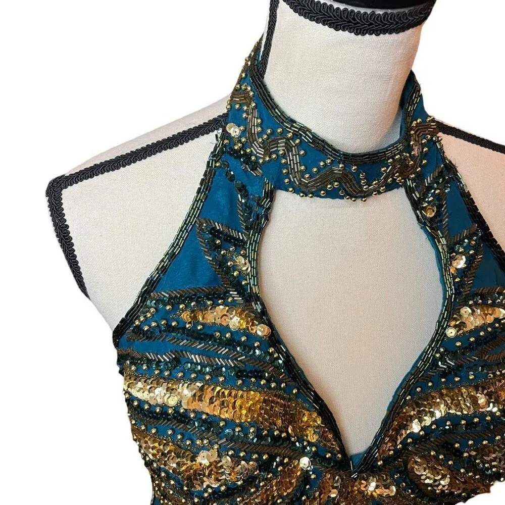 Vtg Y2K Alyce Designs Long Formal Sequined Beaded Prom Homecoming Dress Sz M/L - Image 6