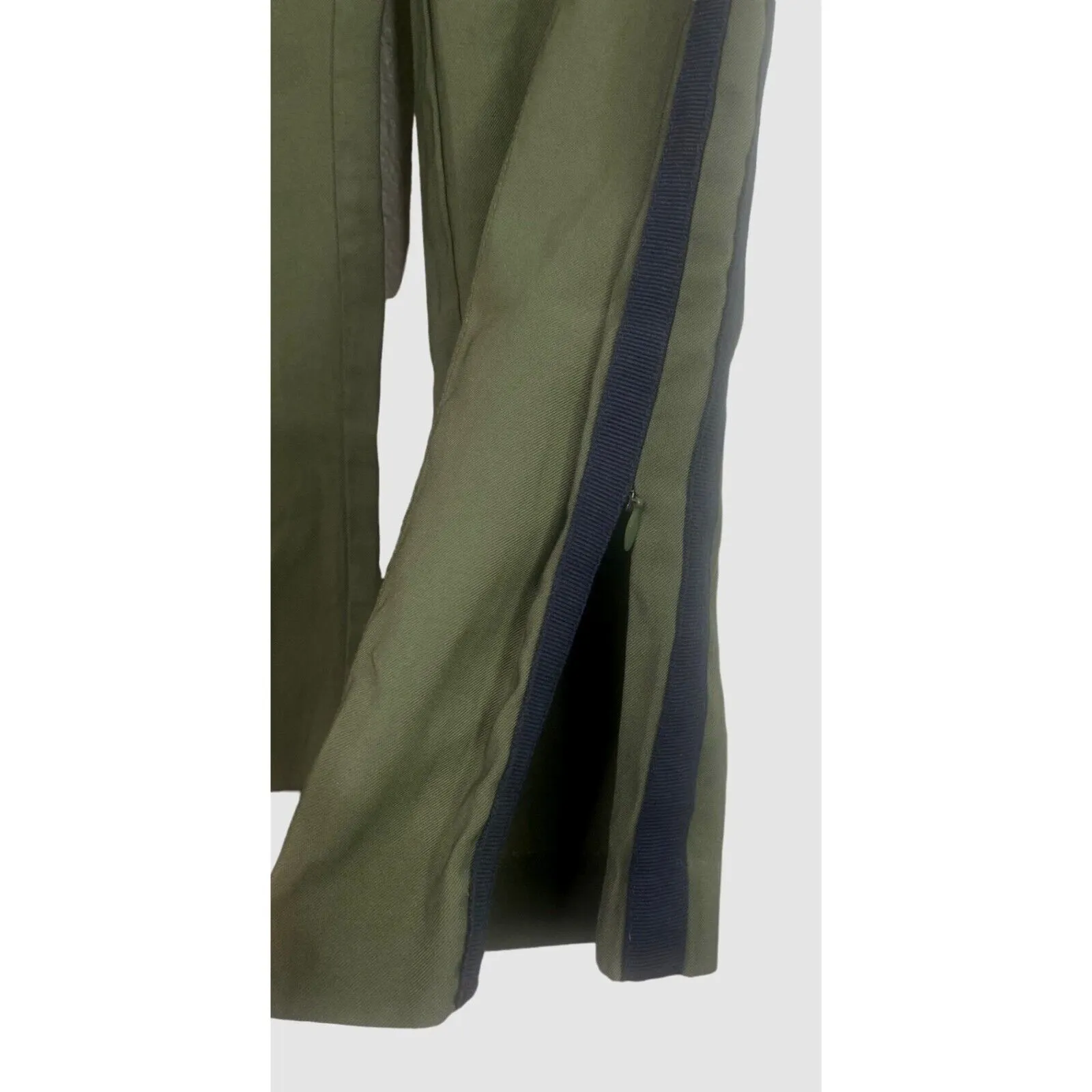 ZARA Trafaluc Relaxed Side Strip Leg Trouser Pants Ankle Zip Up XS Olive Green - Image 5
