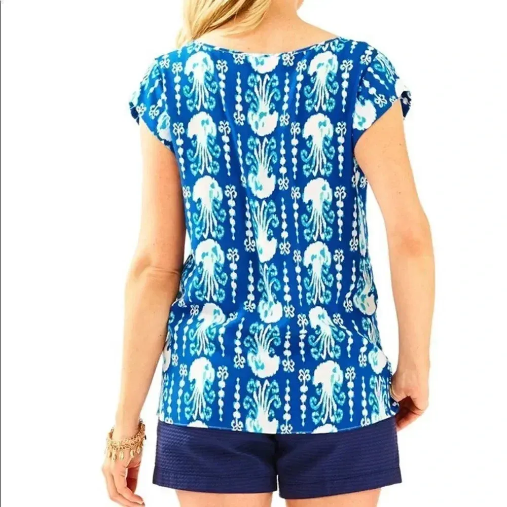 LILLY PULITZER Shelley Jelly Fish Pull On Short Sleeve‎ Top - Image 3