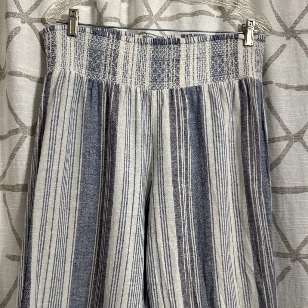 Striped Blue and White Wide-Leg Pants - Image 2