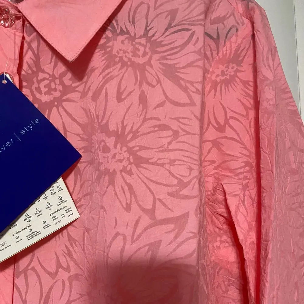 Susan Graver QVC style pink floral blouse with darker shade pink tank for inside - Image 4