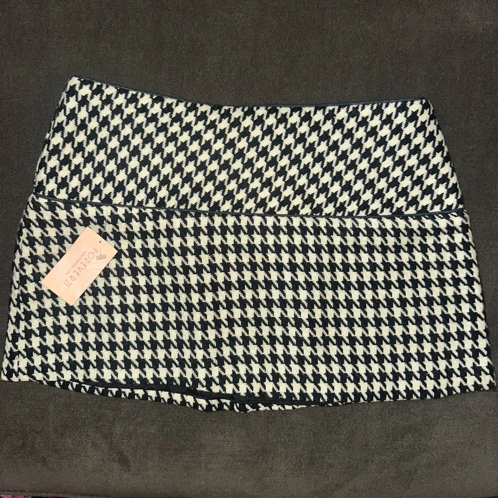 NWT Vintage Forever 21 Houndstooth Mini Skirt in Black and Cream Size Small Y2K - Image 5