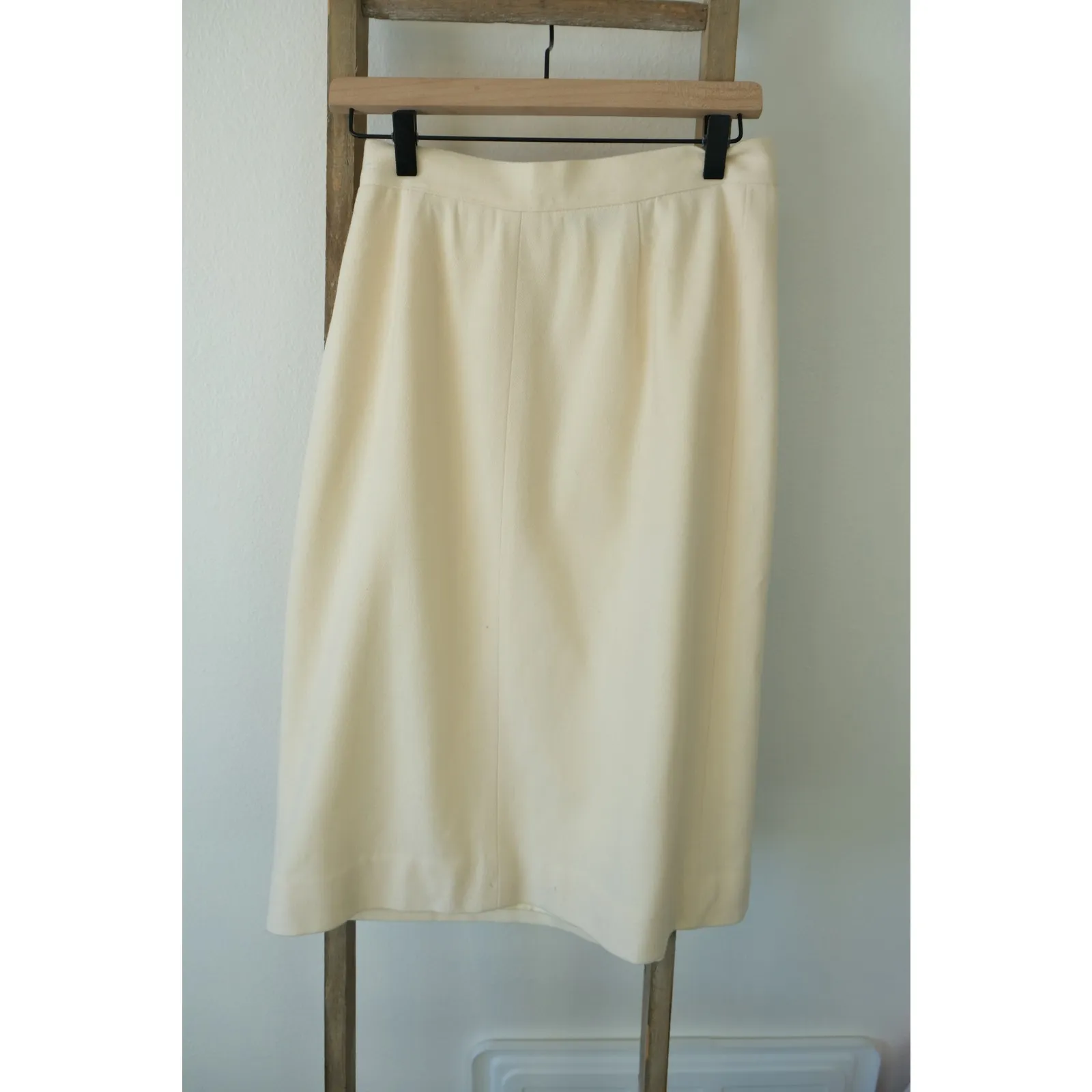 Union Vintage The Villager Skirt 1980s Midi Pleated Ecru HighWaist Retro 12 White - Image 3