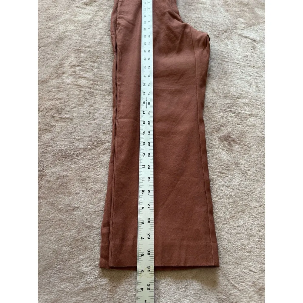 J. Jill Women's Linen Stretch Pants Ankle Rust Brown Straight Size 2 Petite Brown - Image 9