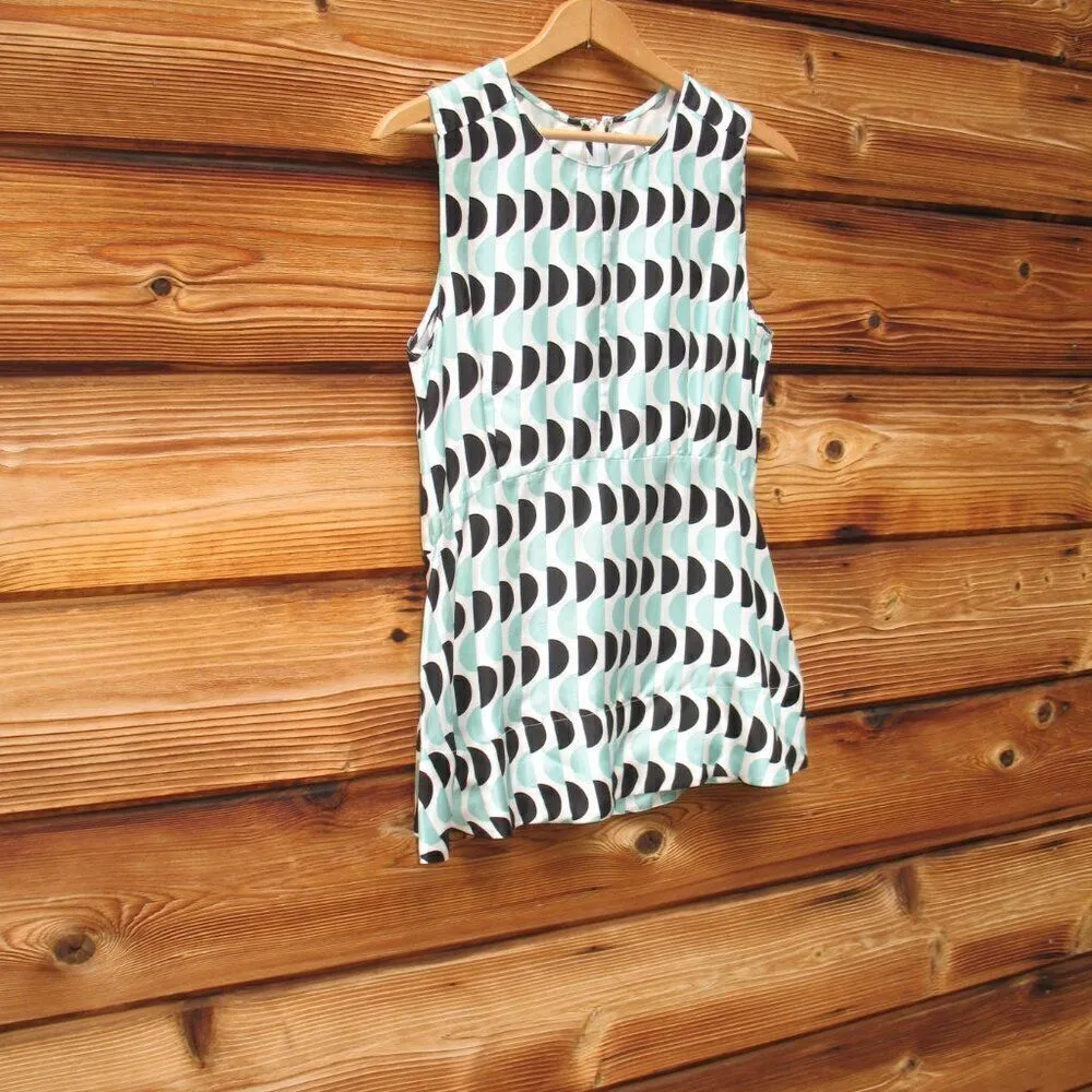 MARNI Silky Geometric Print Sleeveless Top White Size 2 - Image 2