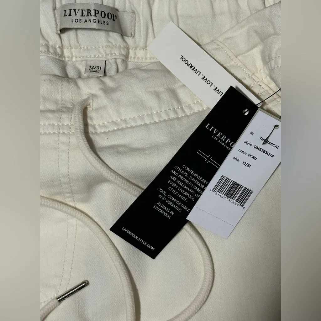 Liverpool Los Angeles Cream/White Los Angeles Rascal Tie Front Cuffed Pant NWT - Image 9