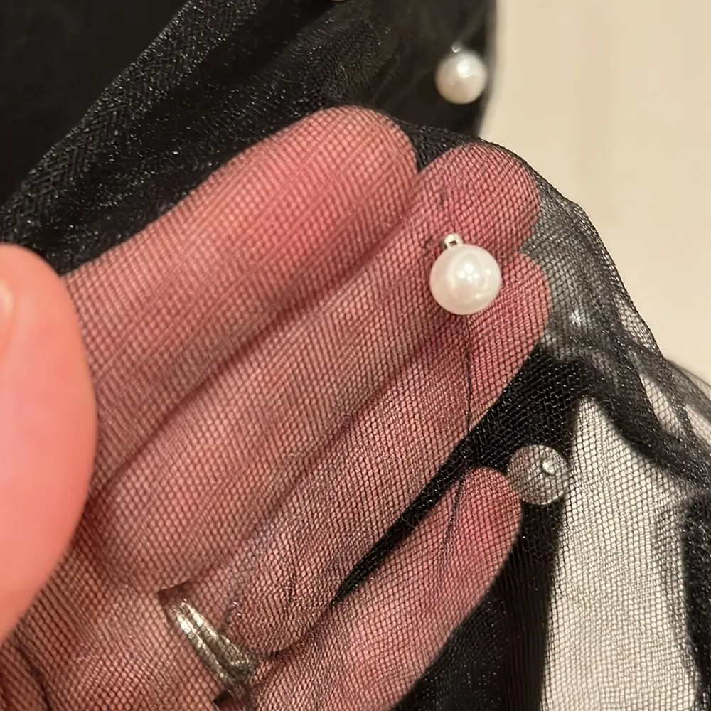 Sheer Sleeve Midi Dress with Pearl Accents | Medium | Shein - Image 7