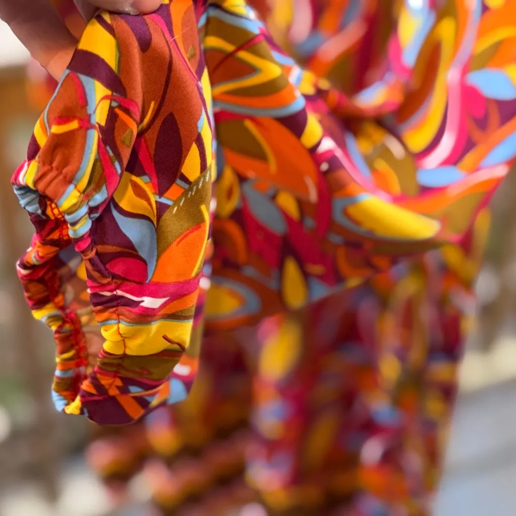 Tracy Negoshian Colorful Long Sleeve Dress Size Large NEW 70’d Retro - Image 6