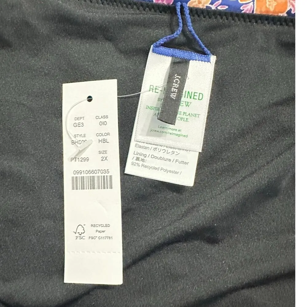 J.Crew 2 Piece Bikini Set Women's Plus 2X Blue Orange Pink Halter NWT - Image 4