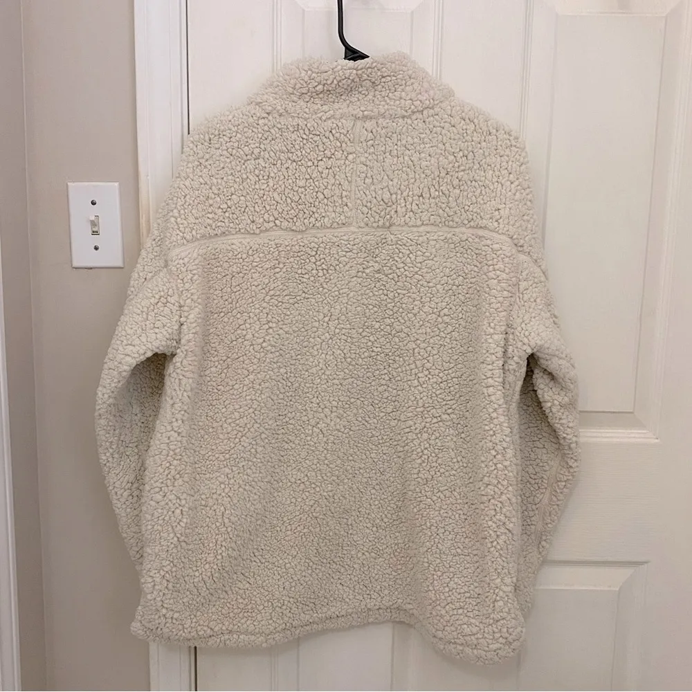 ELODIE Pull-Over Quarter Zip Cream Colored Sherpa with Pockets - Image 8