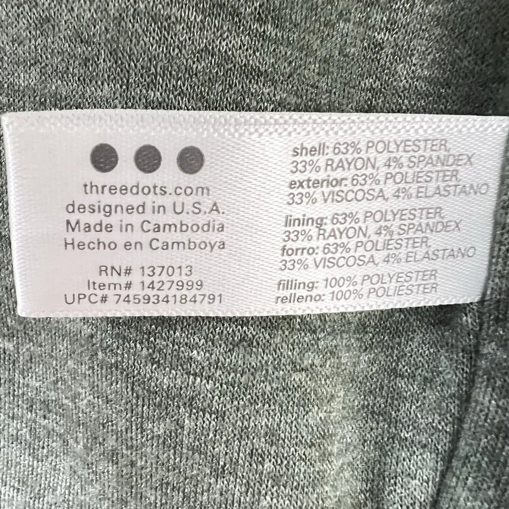 Three Dots Jacket Green Quilted Step Hem Knit Soft Fleece Size M - Image 10