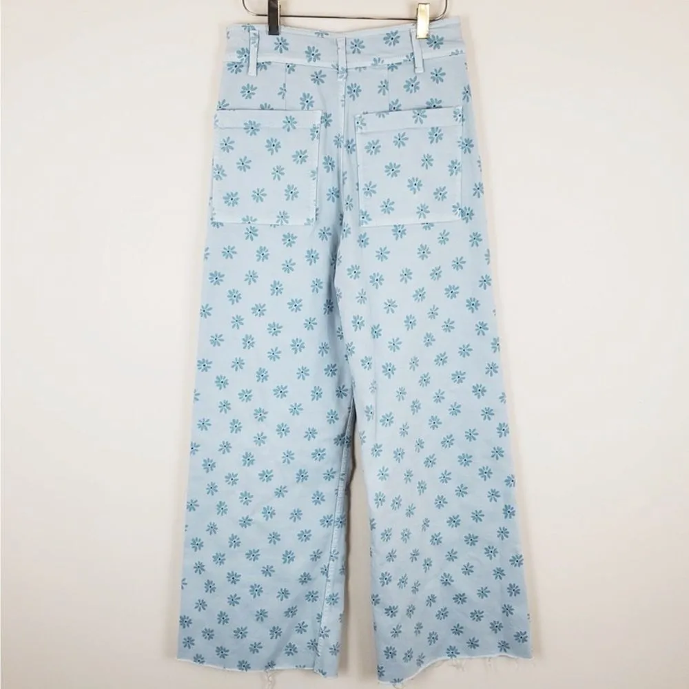 ZARA The Marine Daisy Floral Light Blue Straight Jeans Size 2 - Image 9