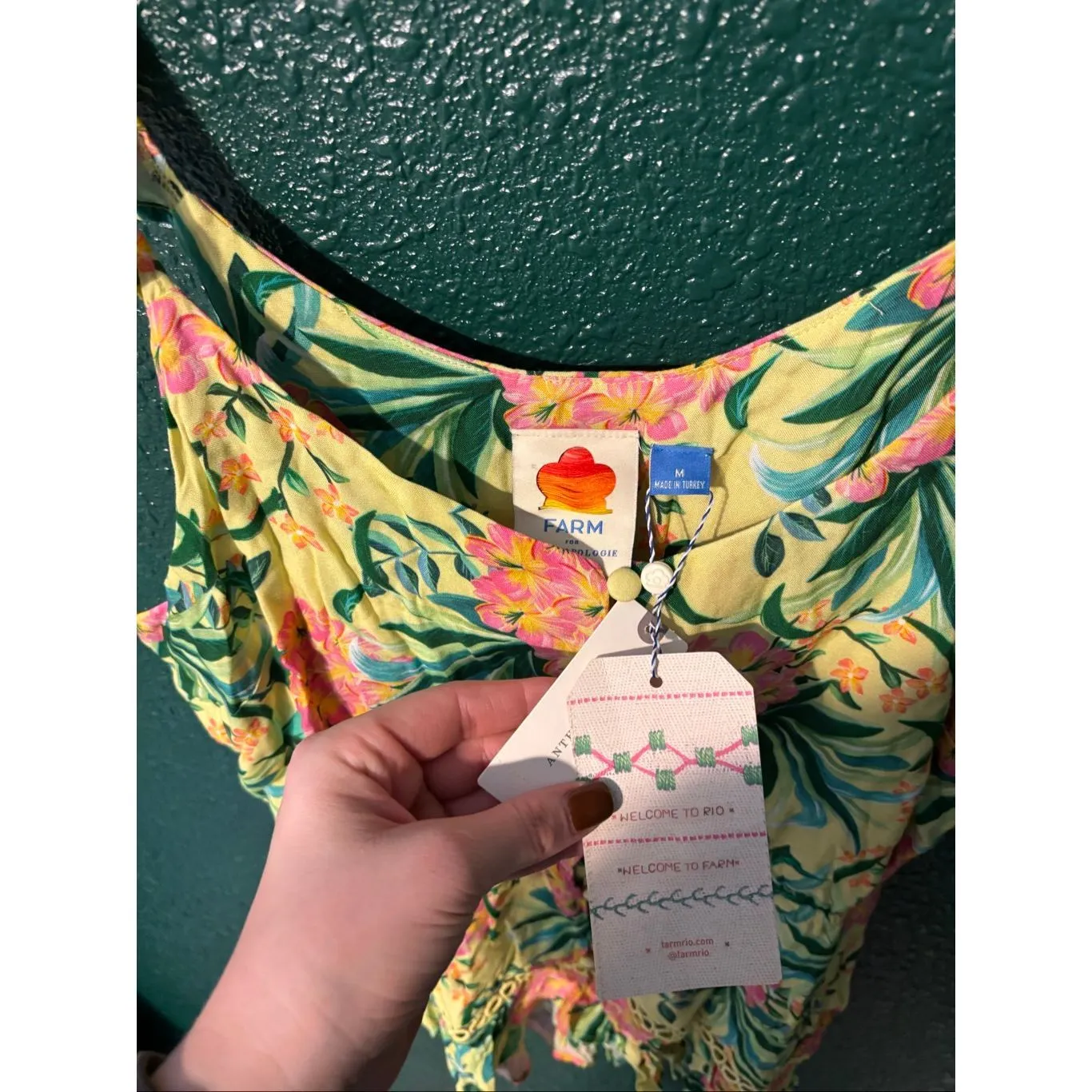 Anthropologie Farm Rio Ruffled Tropical Blouse Tank Sleeveless Size Medium NWT $ - Image 3