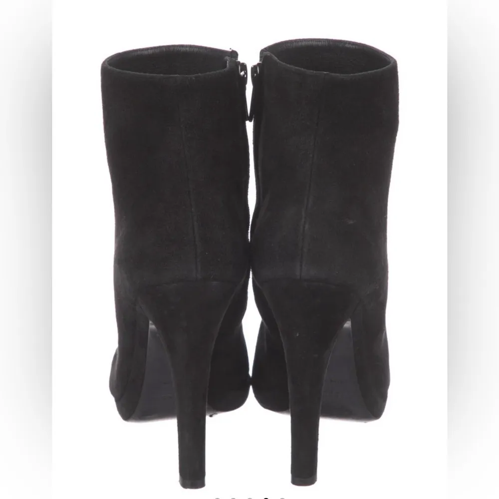 Jill Sander Black Suede Peep Toe Heeled Ankle Booties sz 37 - Image 4