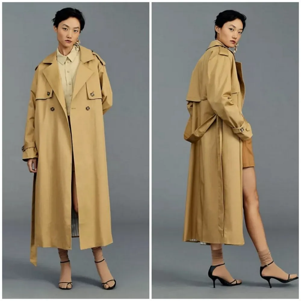 đź’•FAVORITE DAUGHTERđź’• The Charles Double Breasted Trench Coat ~ Sand Medium NWT - Image 6
