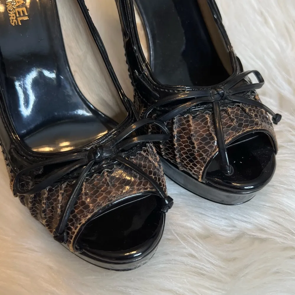 MICHAEL Michael Kors platform High heel shoes Reptile Print Patent Leather 8M - Image 3