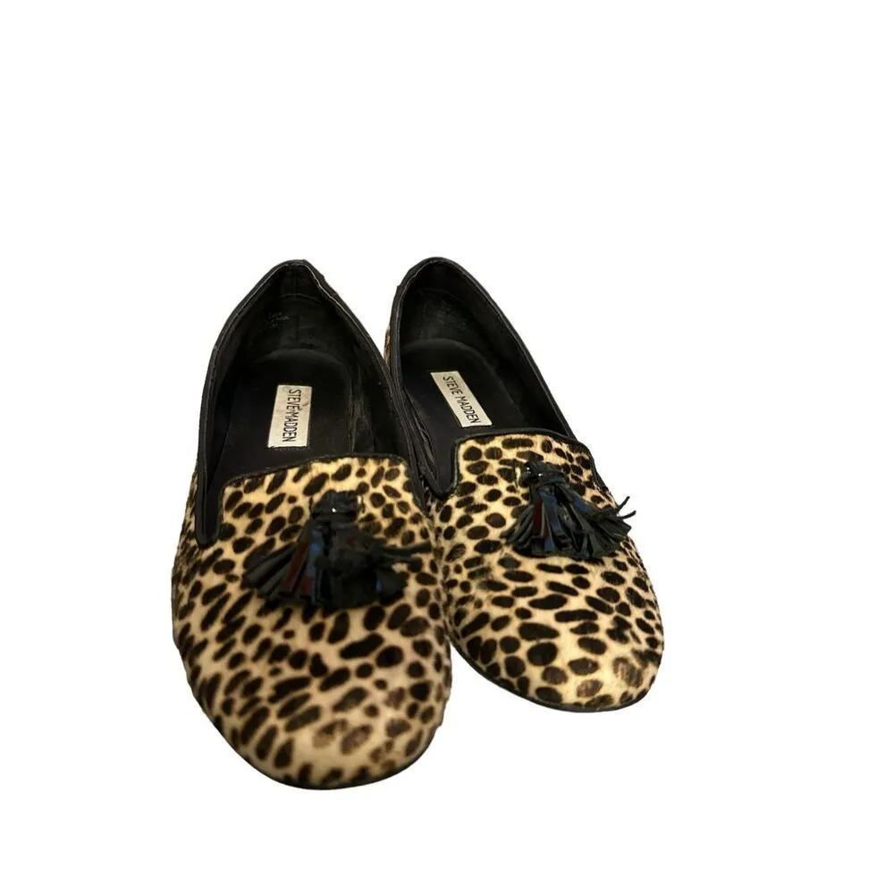 Steve Madden chai fur calf hair leather slip on loafer flats sz 8 women’s exotic - Image 3