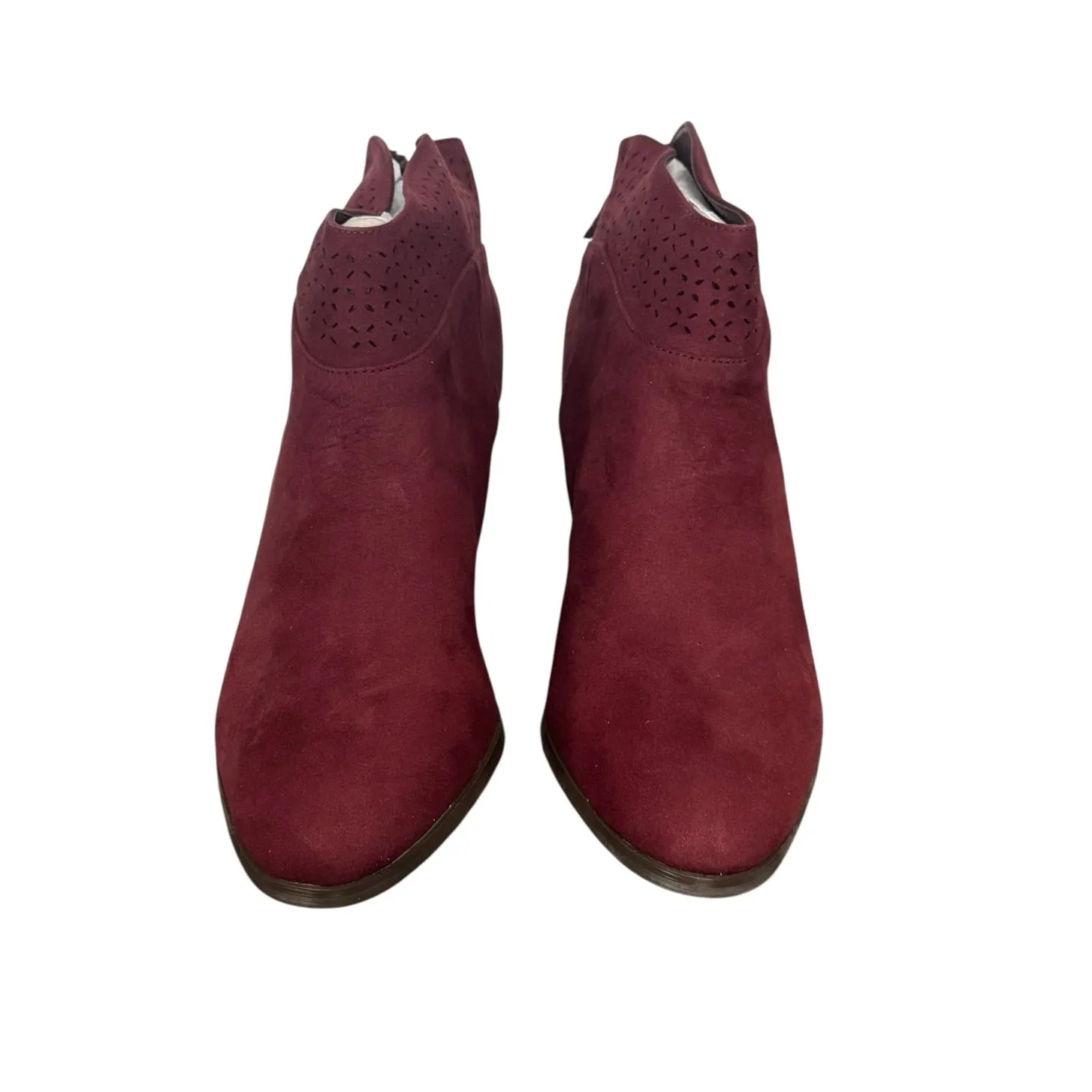 New! Violet & Red Jackson Laser Cut Topline Booties in Burgundy Red - Image 5