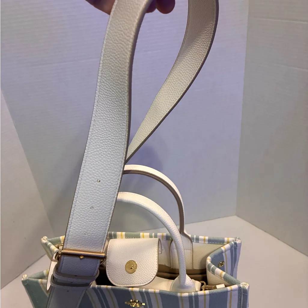 NWOT Nanette Lepore Striped Tote Bag with White and Yellow Accents - Image 6