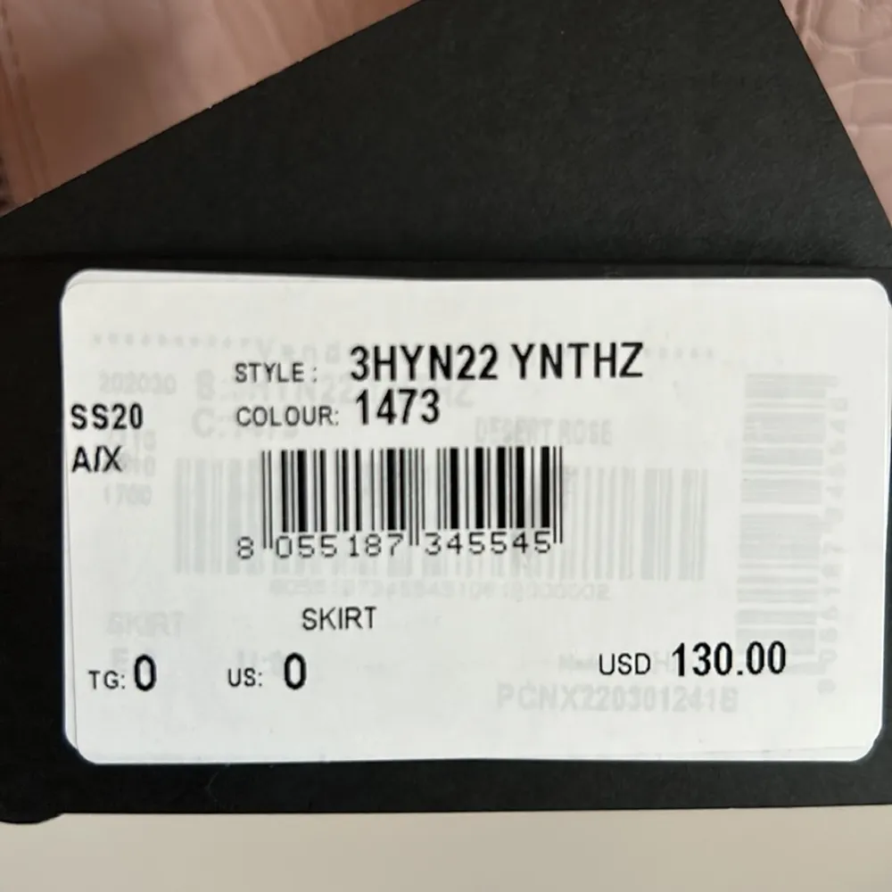 New Armani Exchange Mauve Pink Vegan Snakeskin Embossed Leather Zip Mini Skirt - Image 6