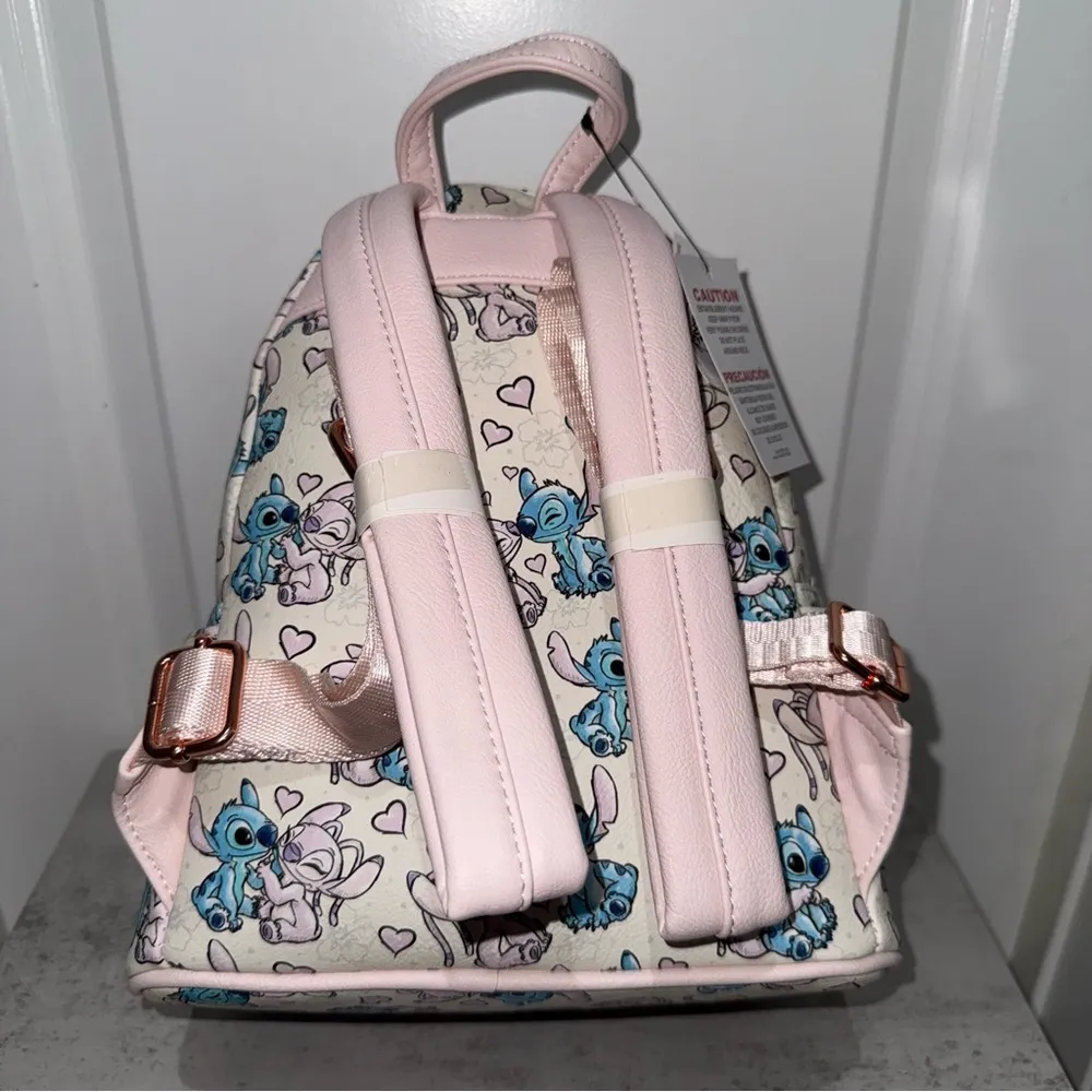Disney Parks Loungefly Valentines Stitch & Angel Hearts Backpack - Image 3