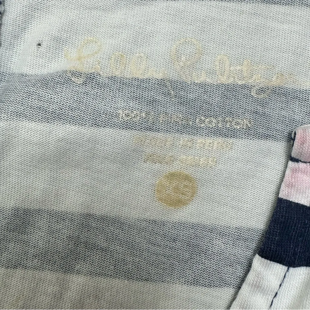 Lilly Pulitzer Navy White Striped with Pink T-Shirt Short Sleeve Dress Size XS - Image 8