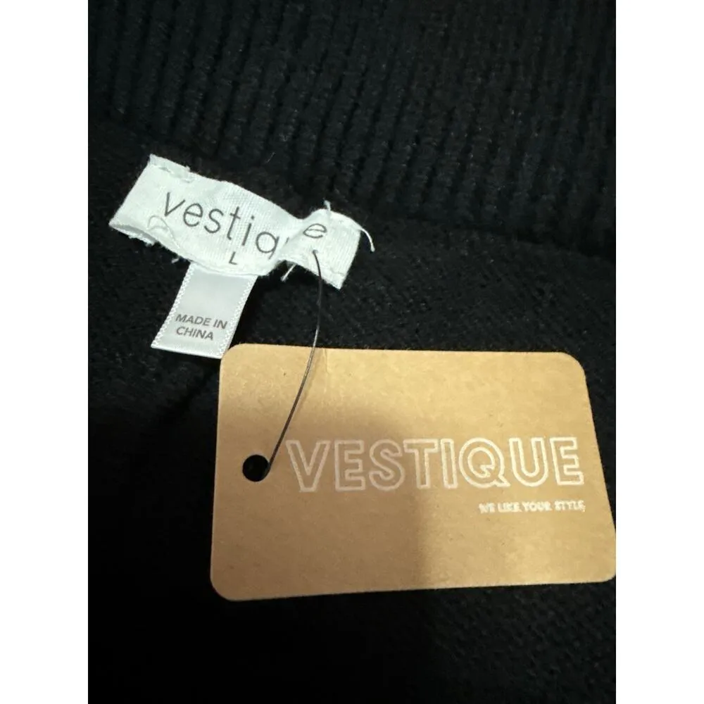 NEW Vestique Black White Braided Hem High Waist Mini Straight Pencil Skirt Sz L - Image 4