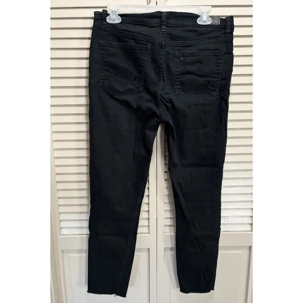 Supplies Skinny Leg Distressed Black Ankle Denim Jeans Mid Rise Size See Measure - Image 4