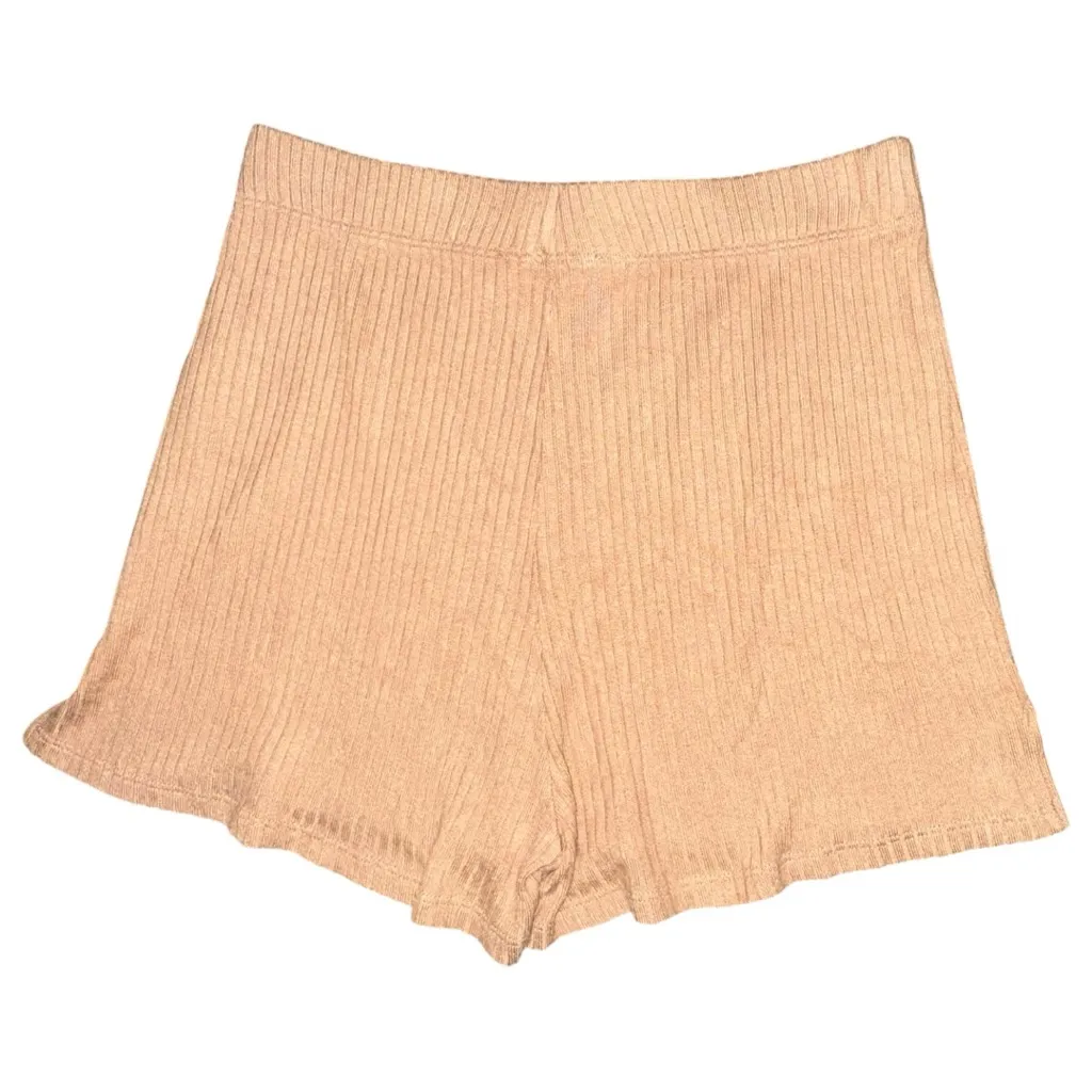 Reformation Jeans Size S Marble Tan 2 Two Piece Ribbed Wesley T-Shirt Short Set - Image 5