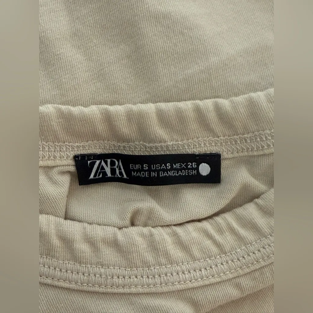 Zara Cream Short Sleeve Top 100% Cotton - Image 3