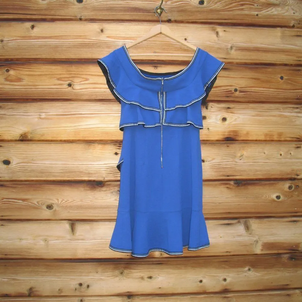 Rebecca Vallance Ruffle Mini Dress Blue Size 4 - Image 8