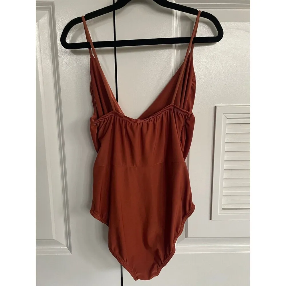 Cowlneck body suit. Burnt orange. Size 2. Nasty Gal. Like new. - Image 3